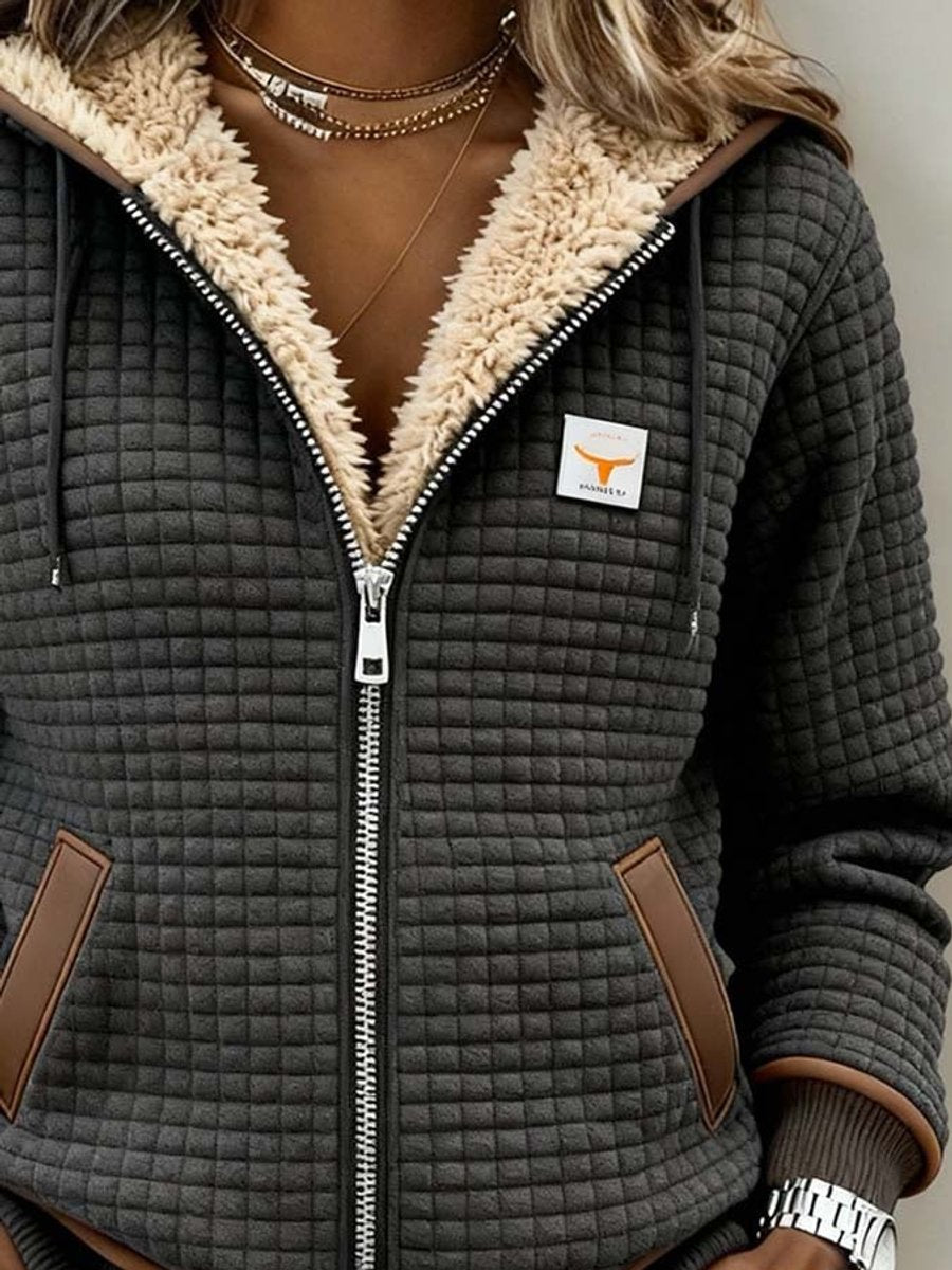 Penelope Women's Quilted Jacket | Sherpa-Lined Full-Zip Hooded Fleece
