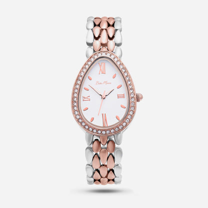 Rose Gold Watch With White Dial