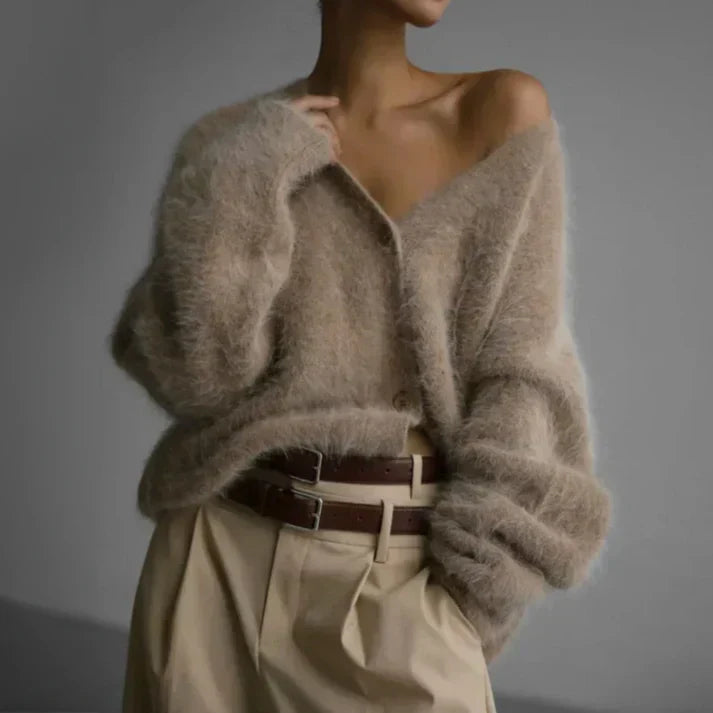 Evelyn Women's Cashmere Cardigan – 100% Cashmere Soft Relaxed Luxury Knit