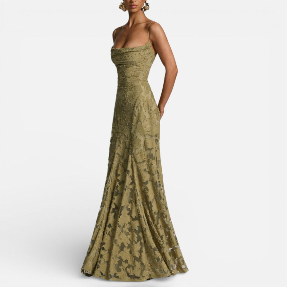 Maxi Dress Womens Floral Spaghetti Strap Fitted Bodice Occasion