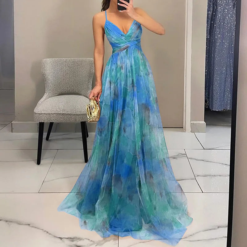 Women's Wedding Guest Maxi Dress | Floral Pleated