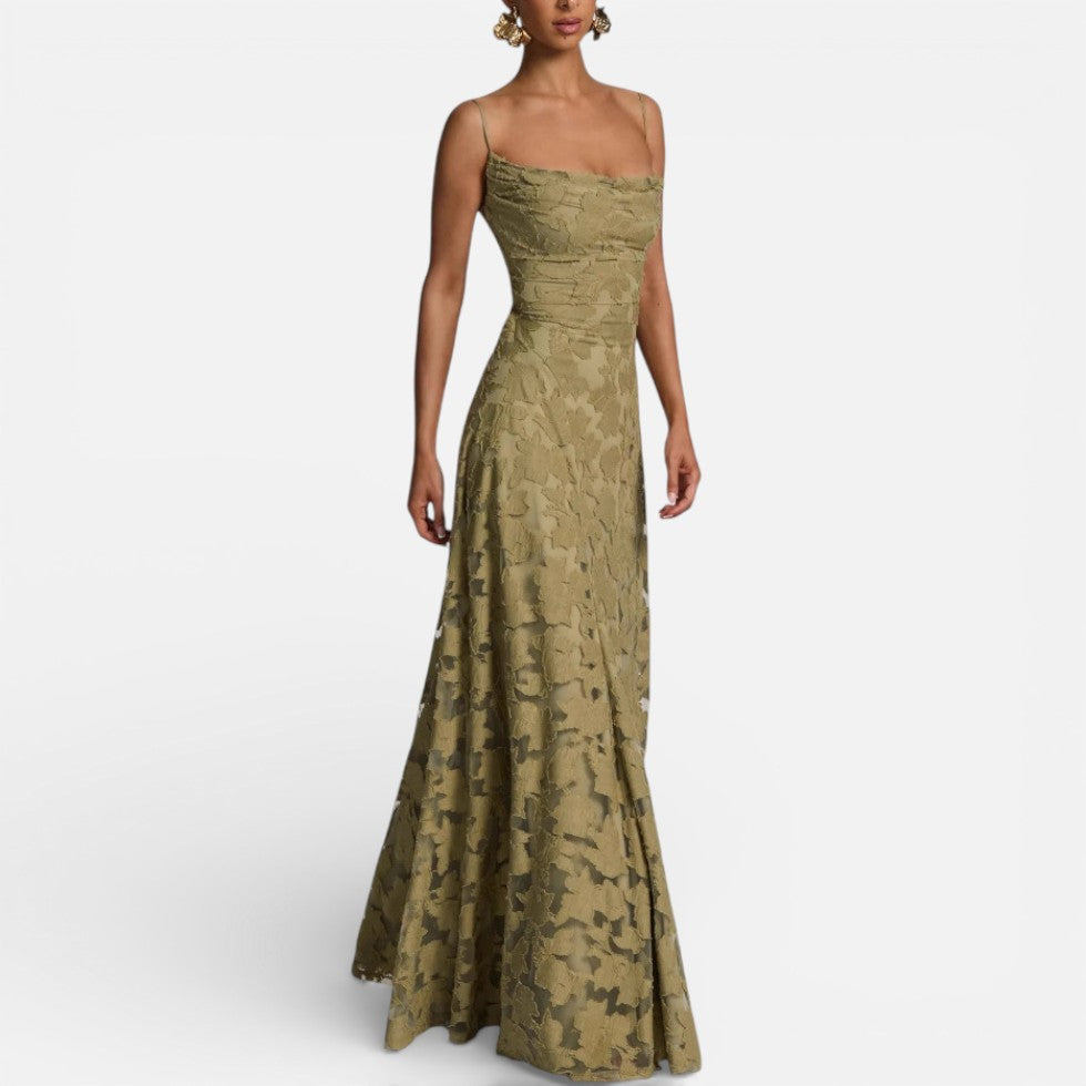 Maxi Dress Womens Floral Spaghetti Strap Fitted Bodice Occasion