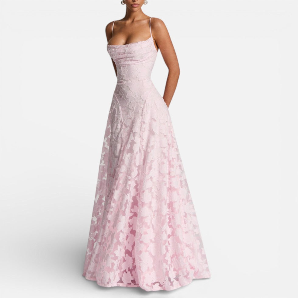 Maxi Dress Womens Floral Spaghetti Strap Fitted Bodice Occasion