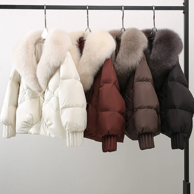 2026 Winter New Thicke Warm Parkas Removable Fur Collar Bread Coat Loose Chic Down Cotton Padded Casual Coat Women's Outwear