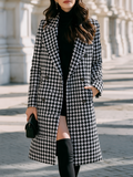 Timeless Double Breasted Houndstooth Wool Coat