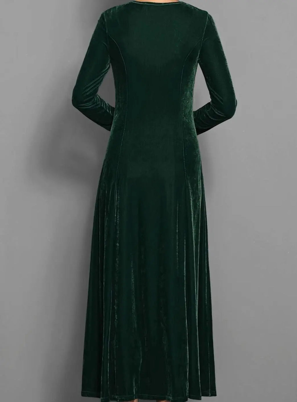 Velvet Long Sleeve Maxi Dress with A-Line Skirt