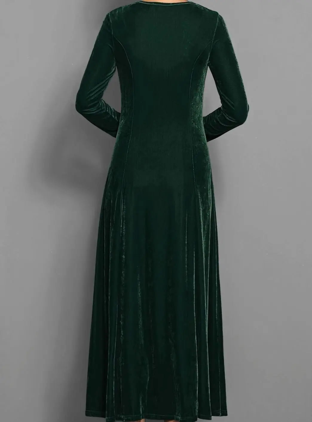 Velvet Long Sleeve Maxi Dress with A-Line Skirt