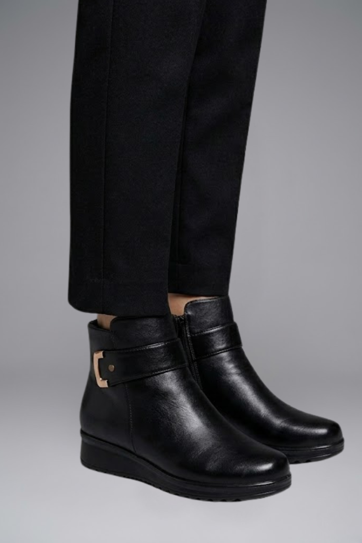 Ankle Boots Womens Wide Fit Leather Grip Sole Arch Support
