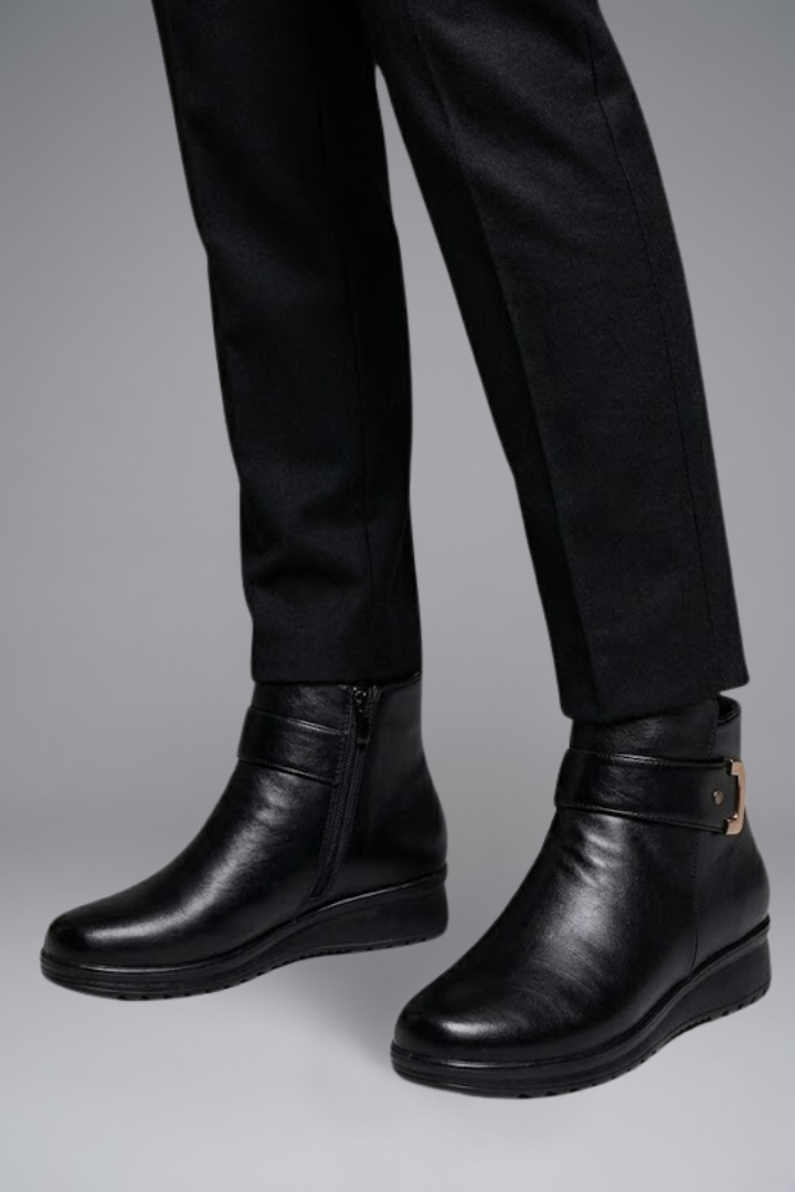 Ankle Boots Womens Wide Fit Leather Grip Sole Arch Support