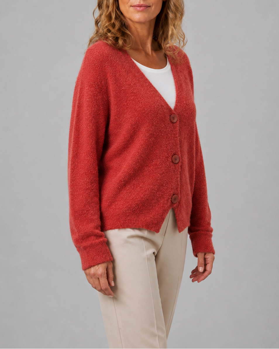 Women's V Neck Button Front Knit Cardigan