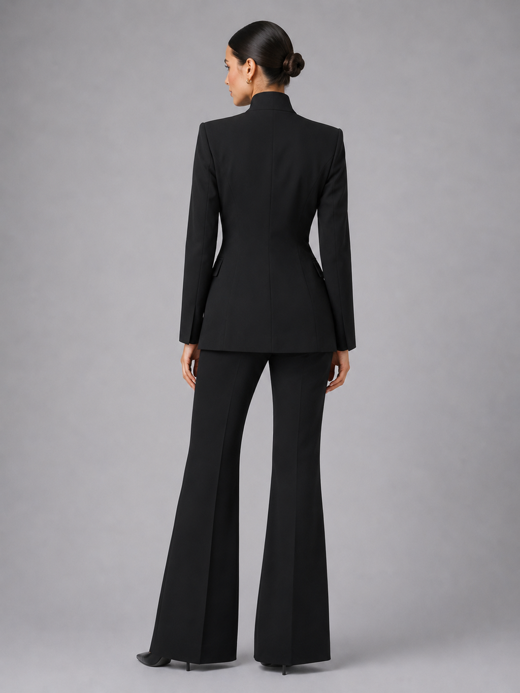 Trouser Suit Womens Collarless Blazer Two Piece Formal
