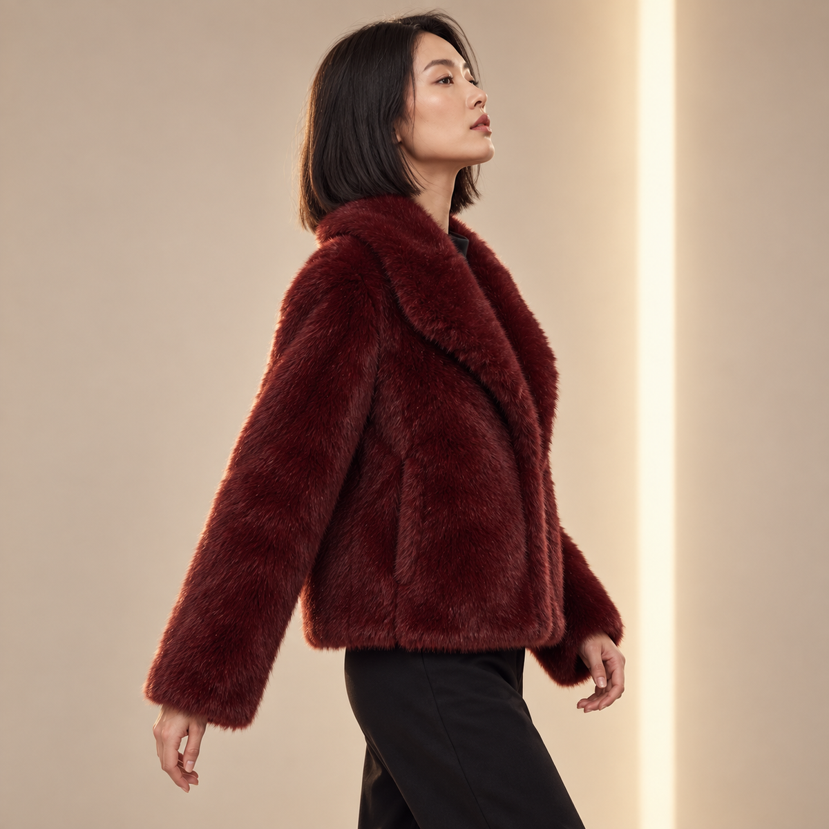 Lucienne | Chic Brown Fur Coat for Women with Plush Statement Texture