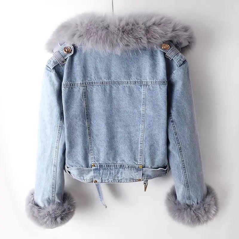 Thomasina cropped denim jacket - view 3
