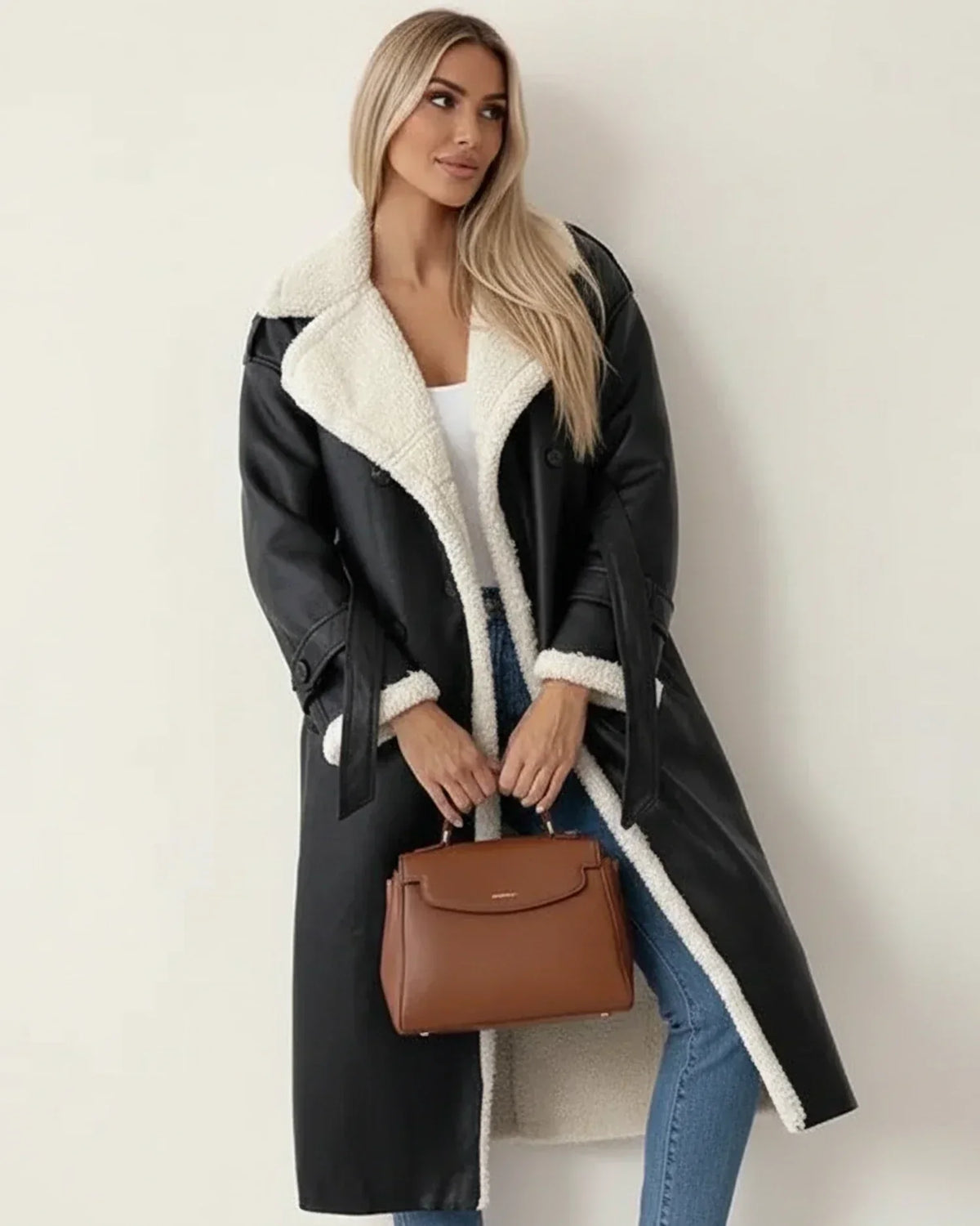 Cecily shearling lined longline coat - view 2