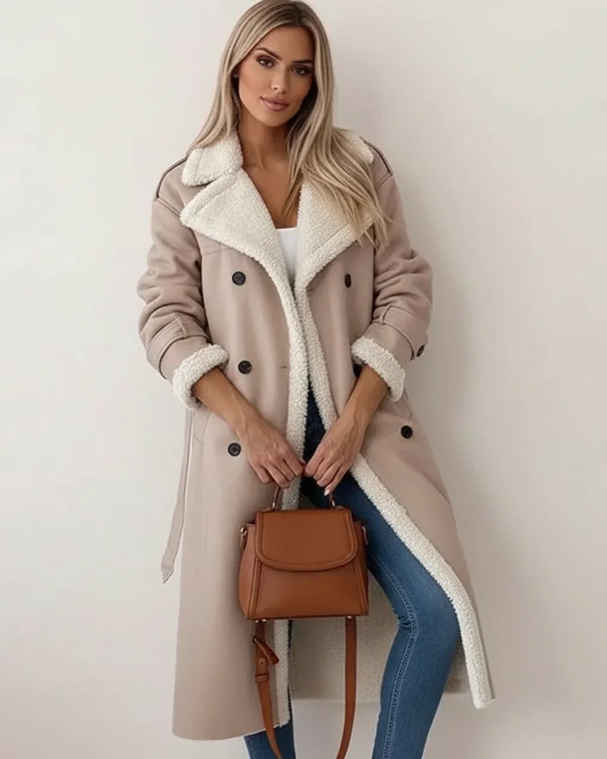 Cecily shearling lined longline coat - view 3
