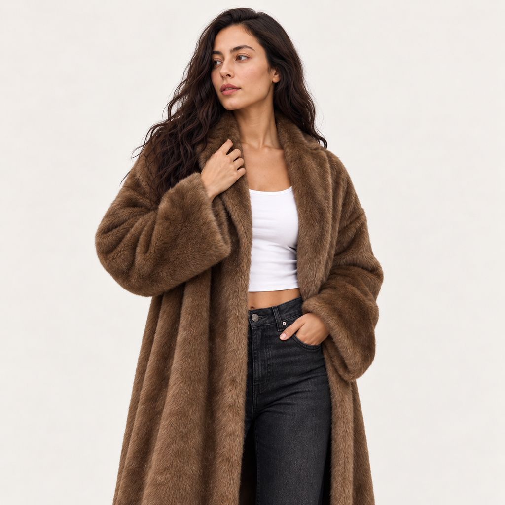 Rosalie | Sophisticated Brown Fur Coat for Women with Luxurious Longline Shape