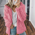Women's hooded zip-up teddy jacket with drawstring hood - view 12