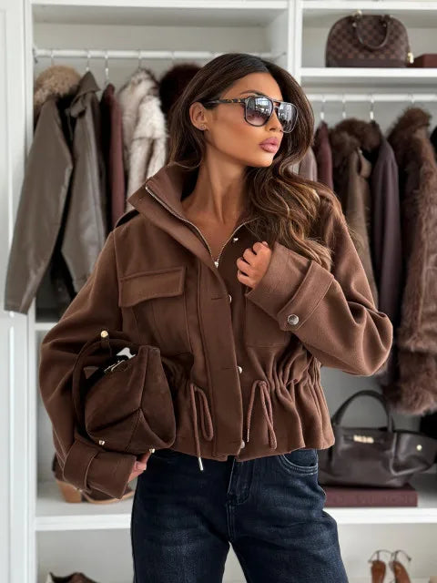 Philippa drawstring waist cropped jacket - view 7