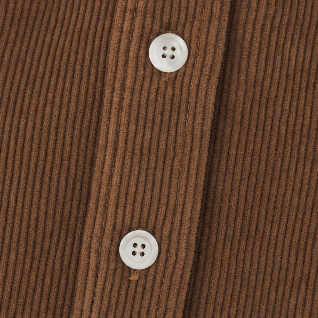 Corvella – Ribbed Corduroy Button-Front Shirt Dress