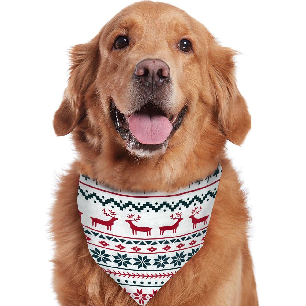 Matching family Christmas pyjamas with cream, red and green reindeer Fair Isle print and grey ribbed cuffs - view 9