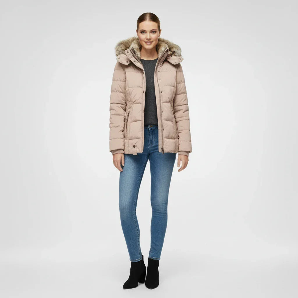 Quilted Puffer Jacket with Hood for Women