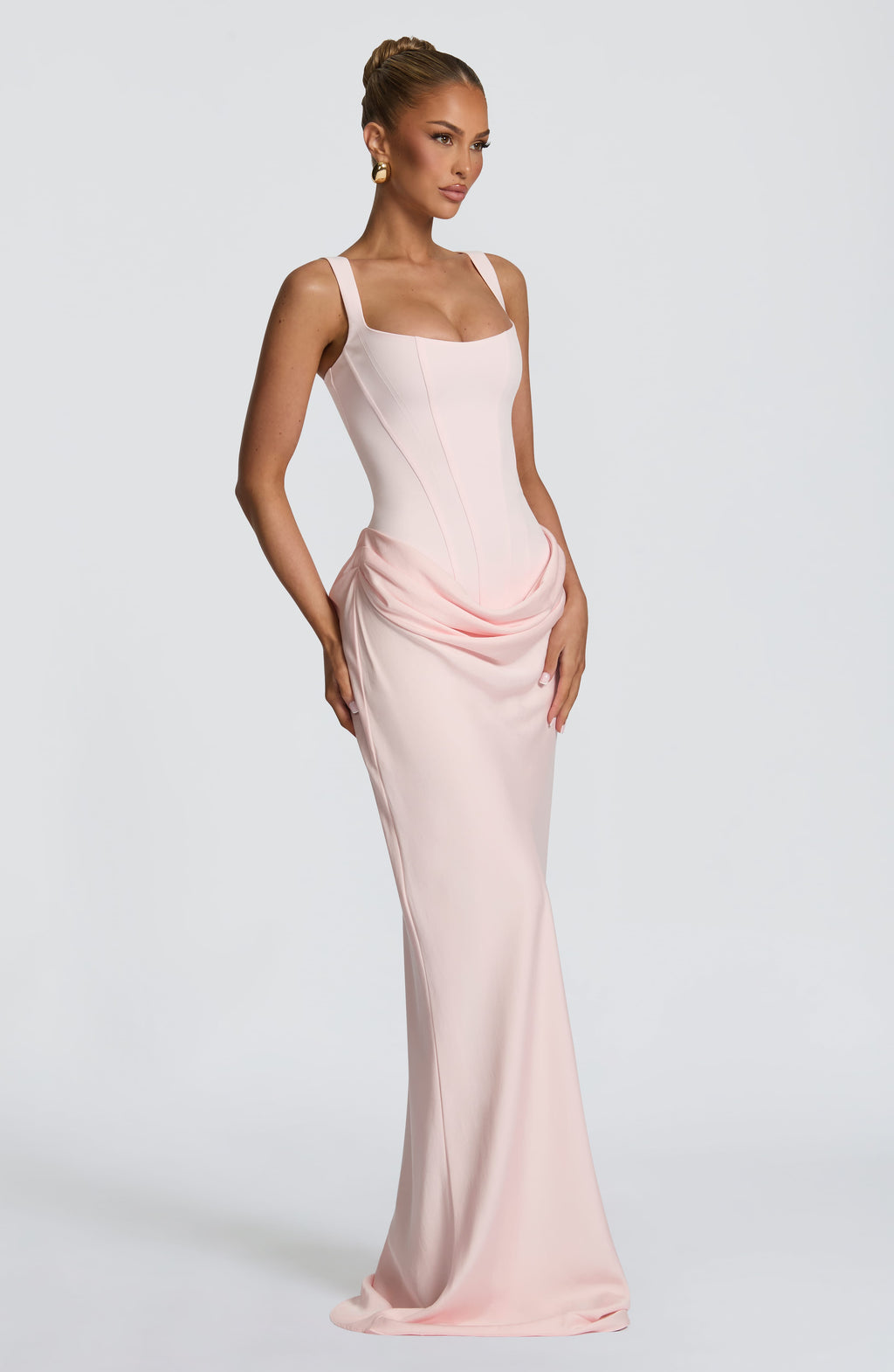 Caroline | Women's Elegant Draped Square Neck Dress