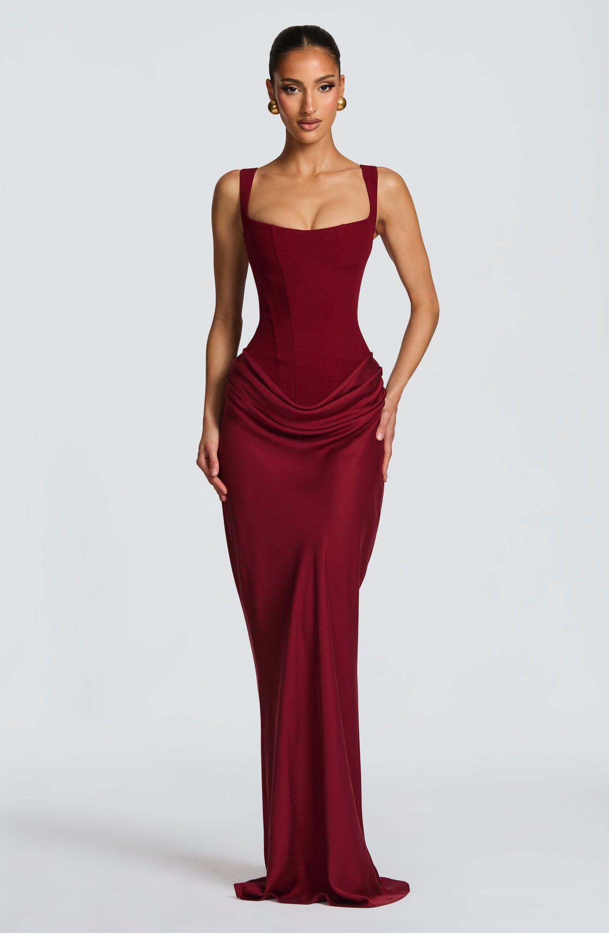 Caroline | Women's Elegant Draped Square Neck Dress