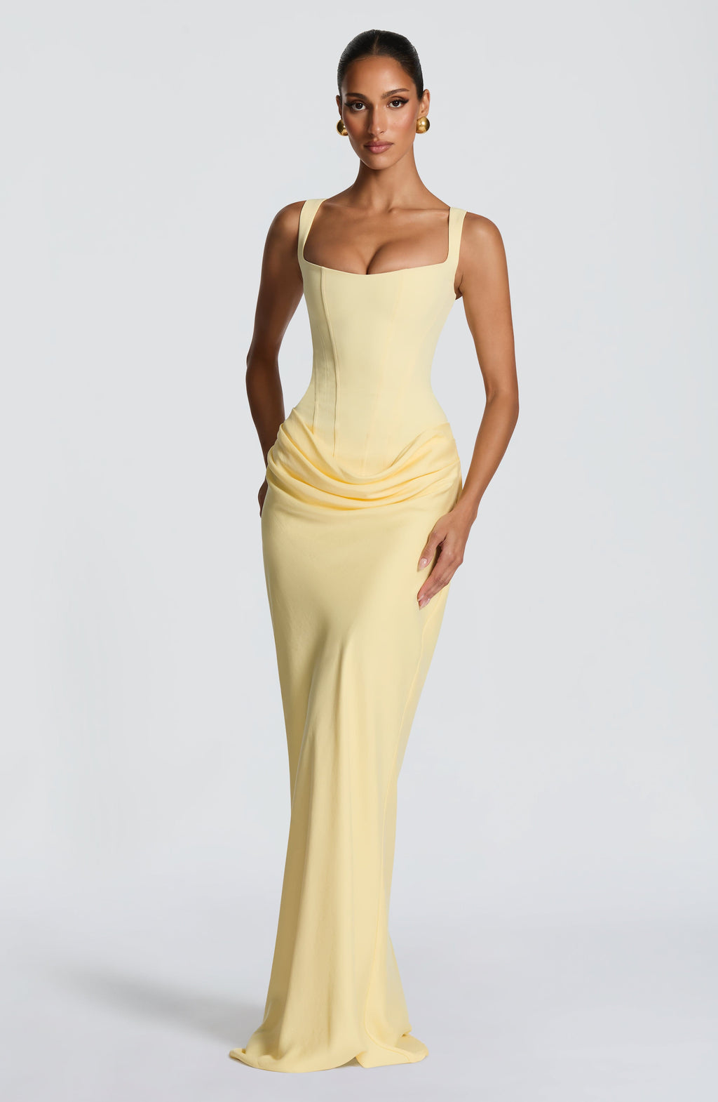 Caroline | Women's Elegant Draped Square Neck Dress