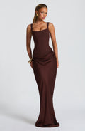 Caroline | Women's Elegant Draped Square Neck Dress