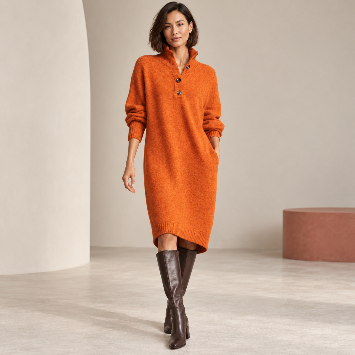 Maristelle | Elegant Jumper Dress for Women with Refined High-Neck Silhouette