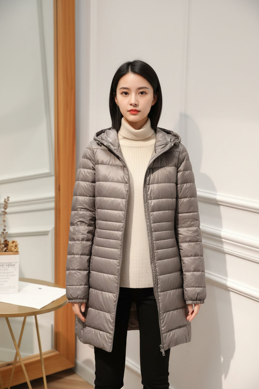 Charlotte | Women's Hooded Longline Puffer Coat | Lightweight