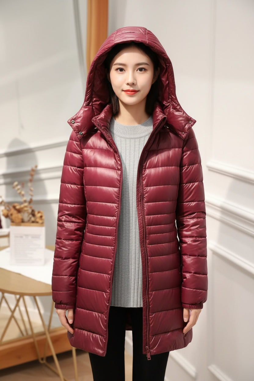 Charlotte | Women's Hooded Longline Puffer Coat | Lightweight