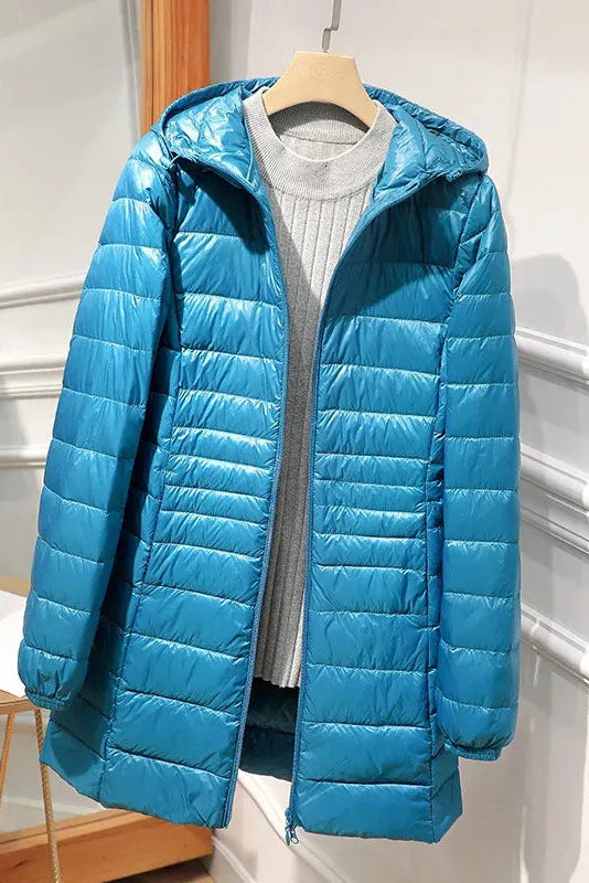 Charlotte | Women's Hooded Longline Puffer Coat | Lightweight