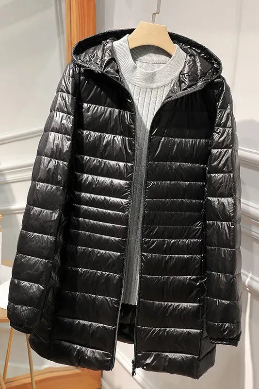 Charlotte | Women's Hooded Longline Puffer Coat | Lightweight