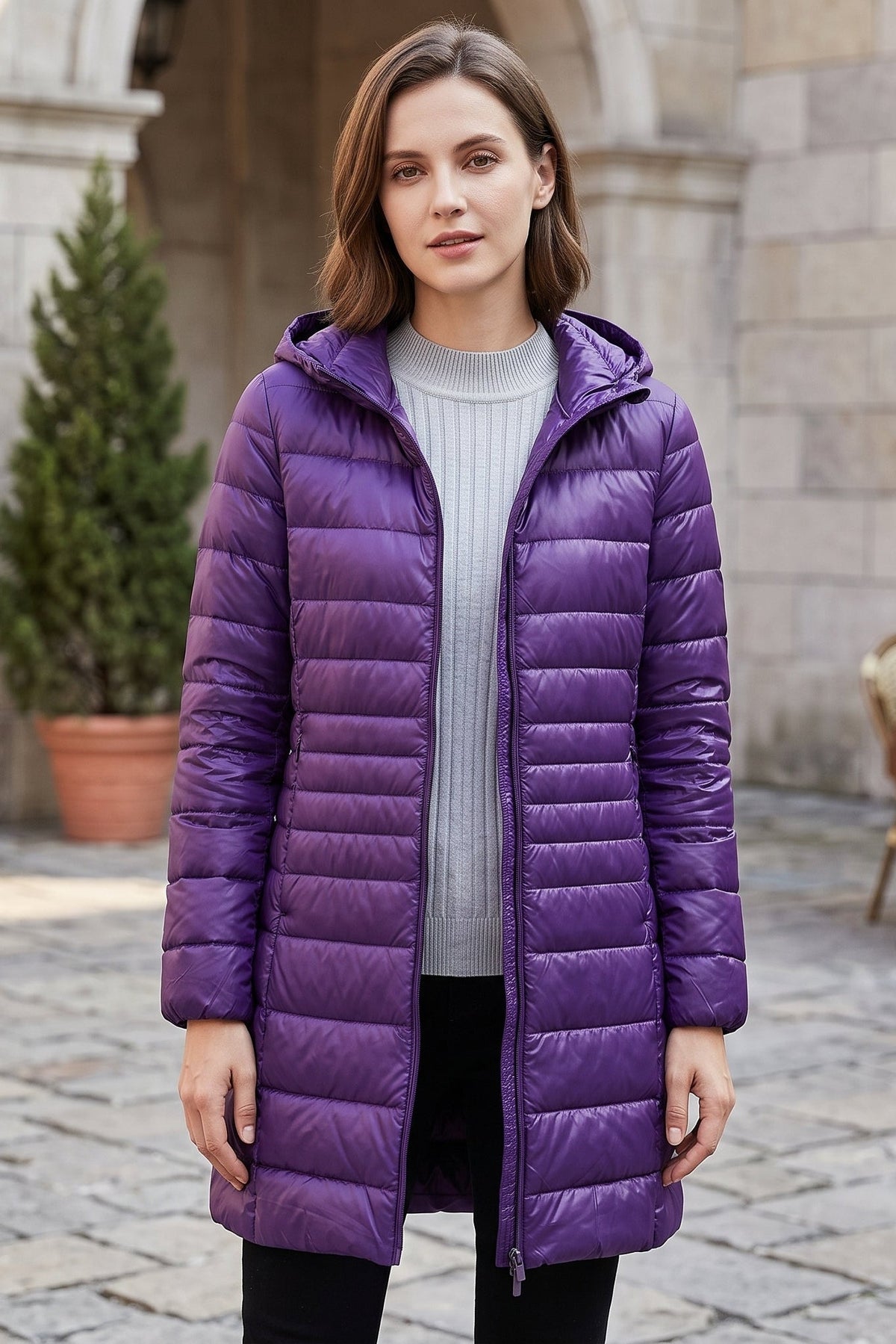 Charlotte | Women's Hooded Longline Puffer Coat | Lightweight