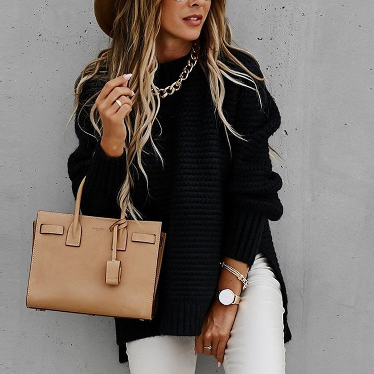 Isla | Women's Mock Neck Jumper | Chunky Knit