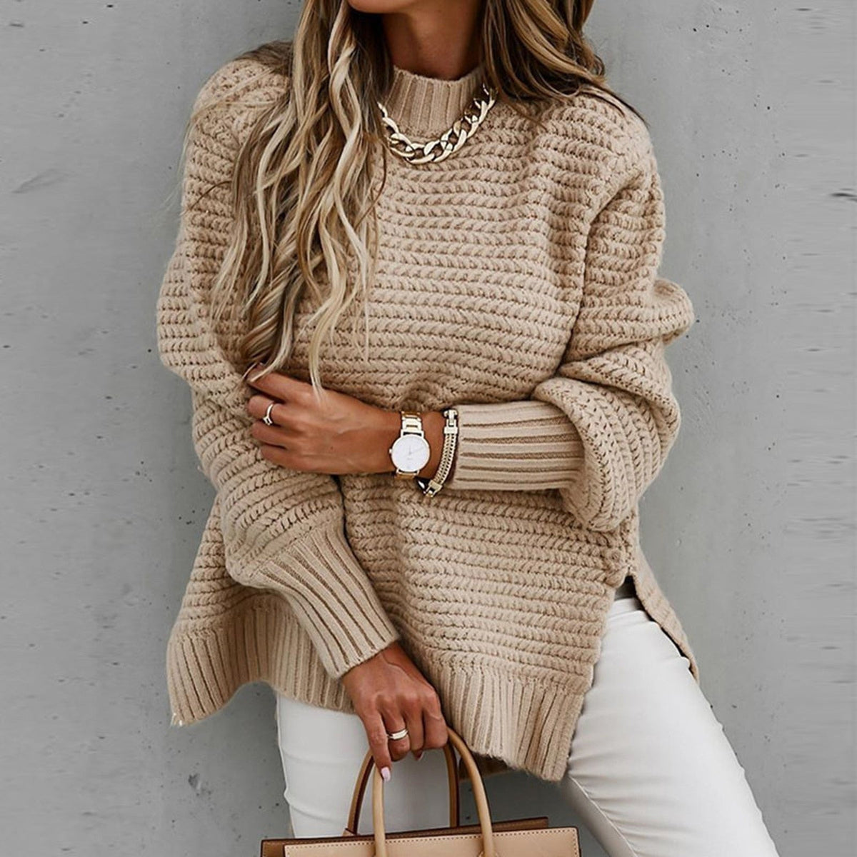 Isla | Women's Mock Neck Jumper | Chunky Knit