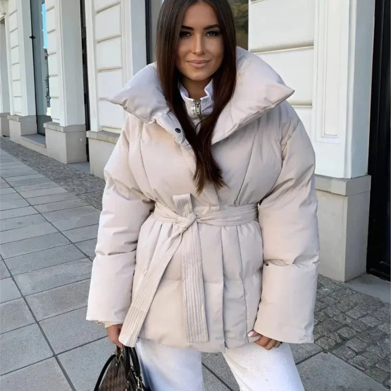 Esme belted puffer coat - front view