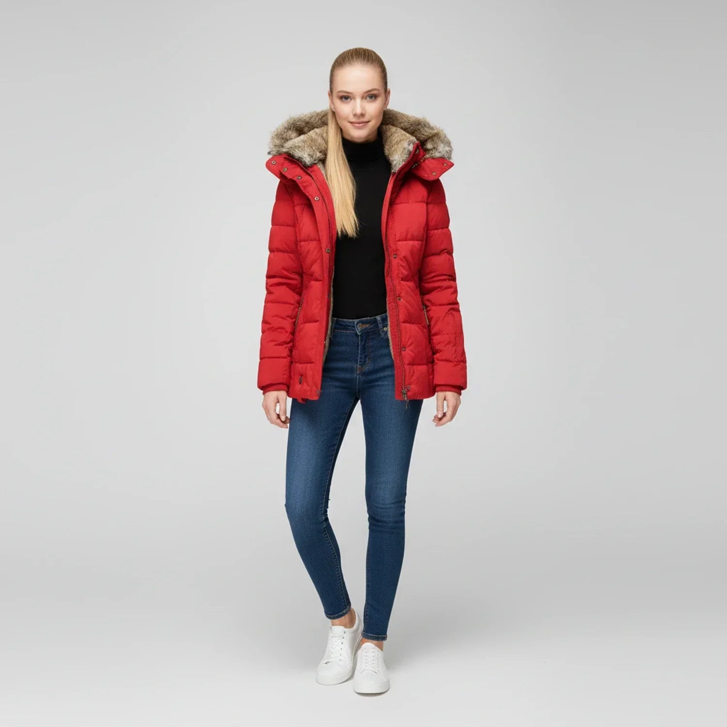 Quilted Puffer Jacket with Hood for Women
