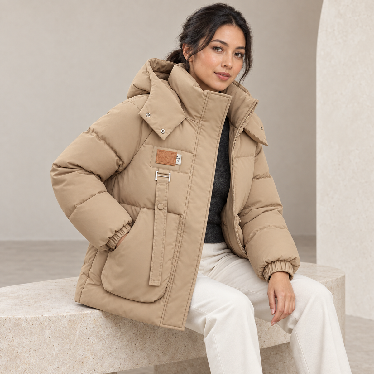 Marina | Oversized Puffer Coat in Denim-Inspired Cut