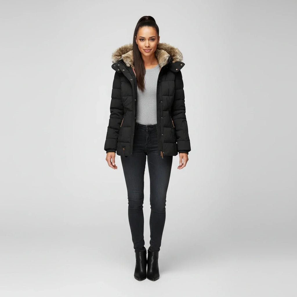 Quilted Puffer Jacket with Hood for Women