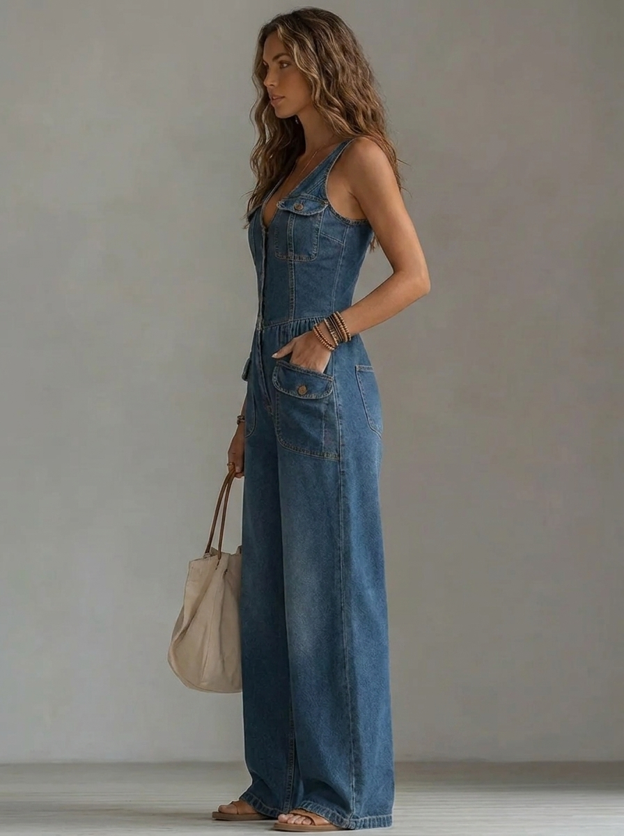 Selina cargo pocket denim jumpsuit - view 5