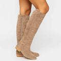 Ivy | Knee High Boots Suede Block Heel Side Zip