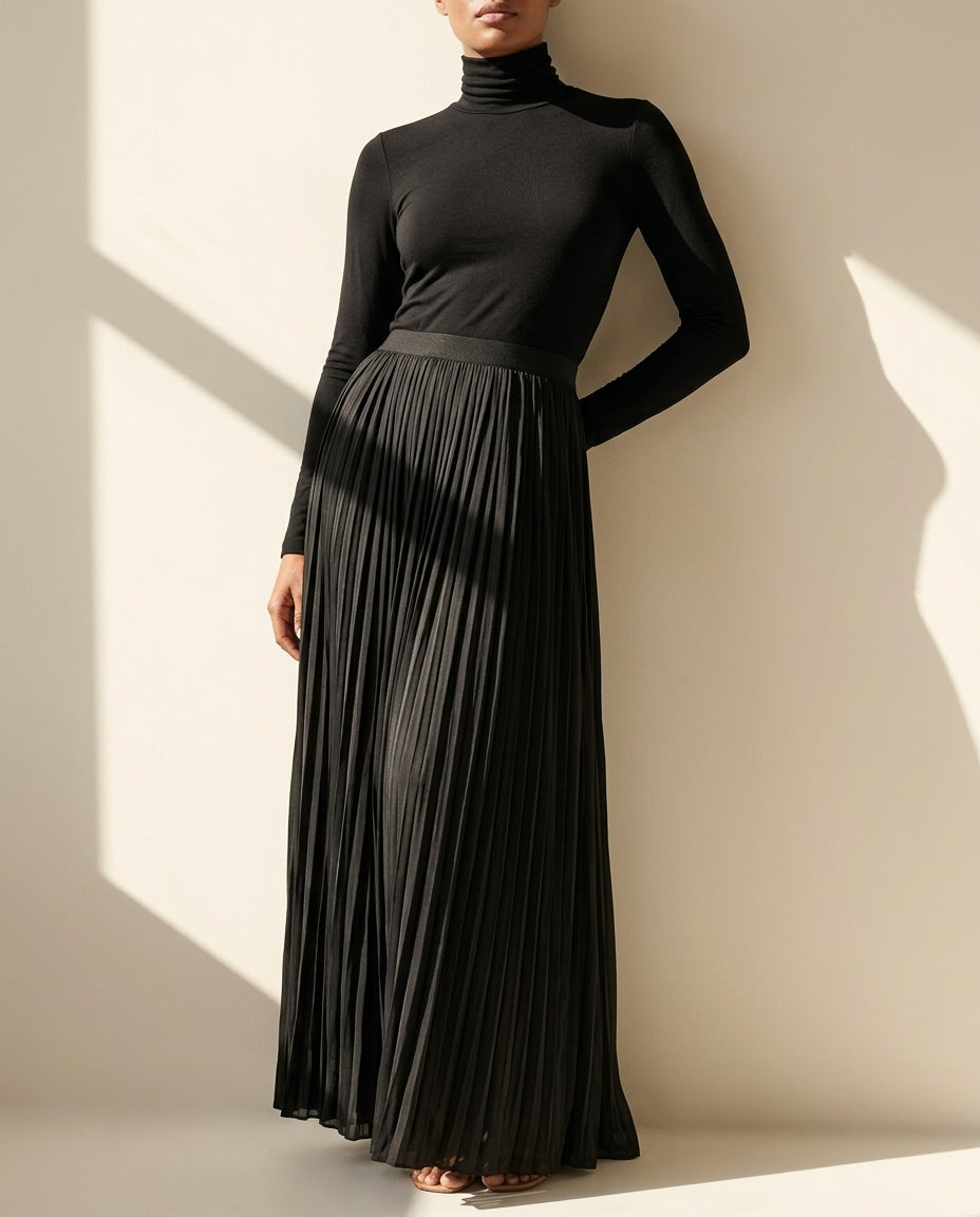 Beryl roll neck pleated maxi dress - view 3