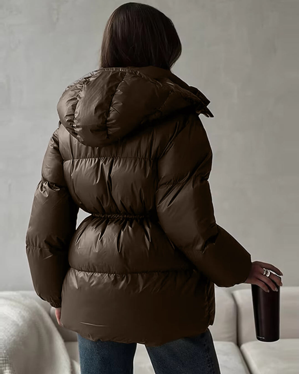 Hattie hooded drawcord puffer coat - view 13