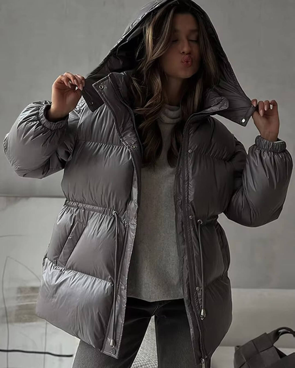 Hattie hooded drawcord puffer coat - view 8