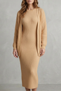 Mara ribbed knit midi jumper dress with matching open-front cardigan - view 31
