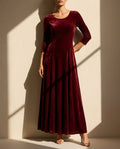 Clara velvet a-line maxi dress - front view