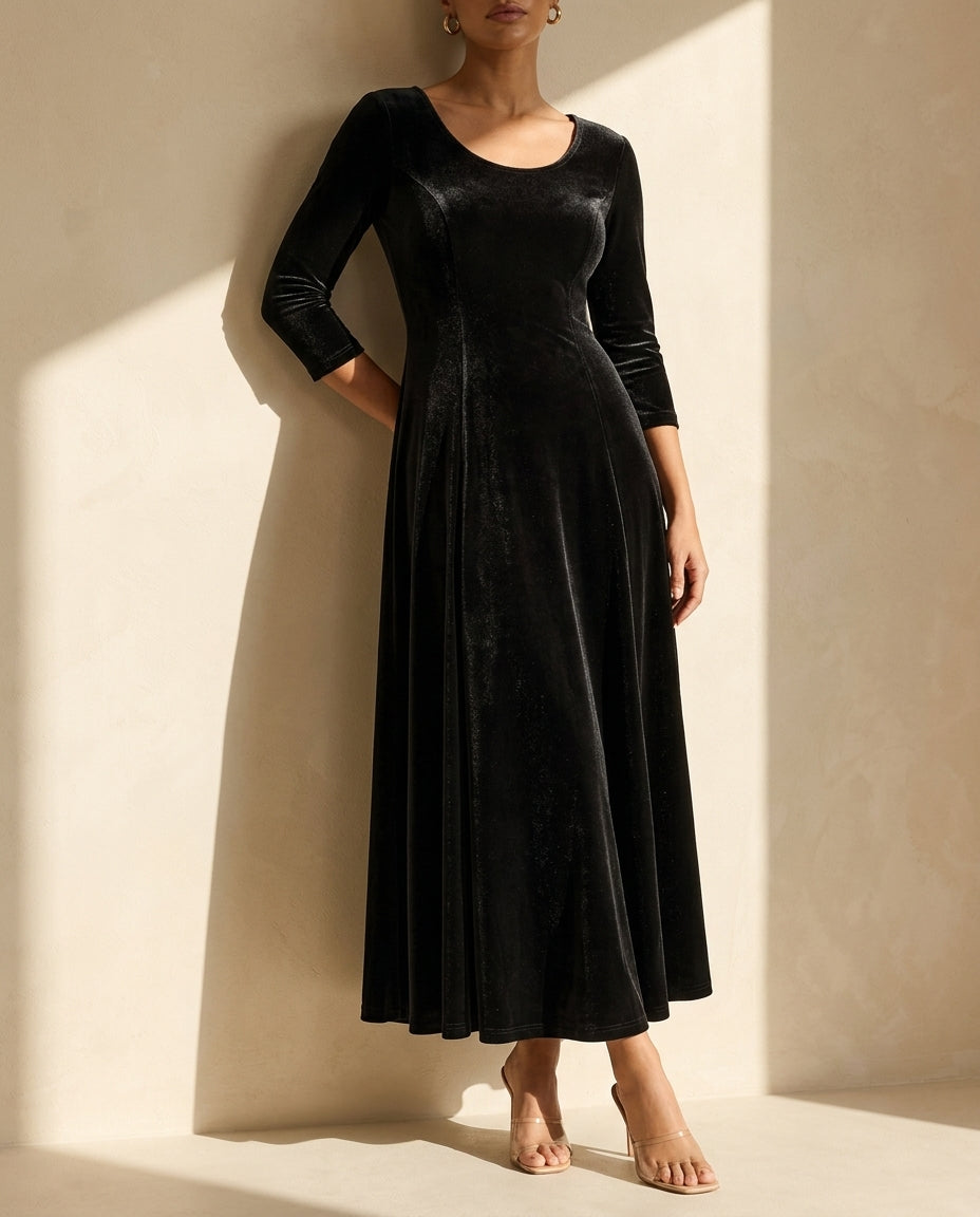 Clara velvet a-line maxi dress - view 3