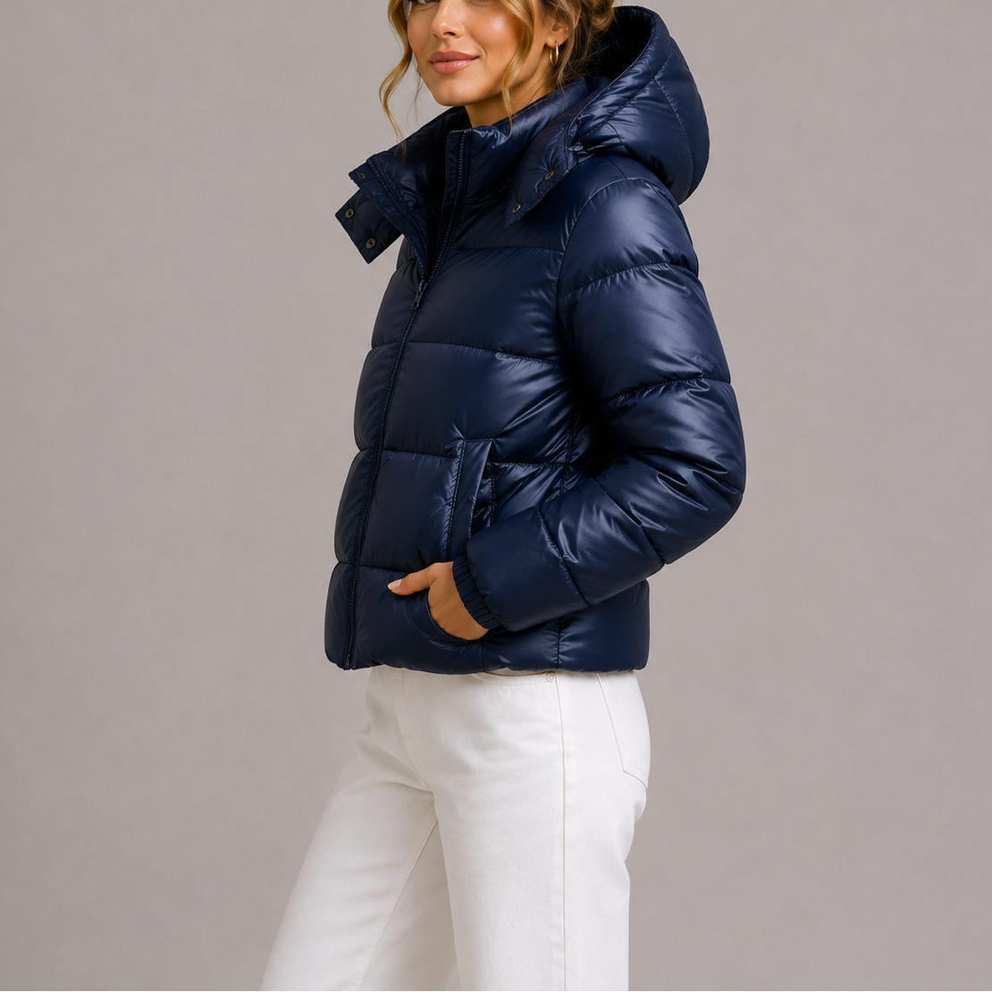 Rosamund hooded puffer jacket - front view